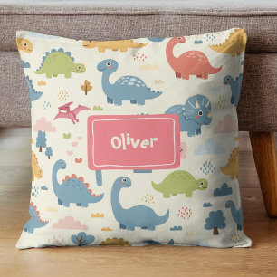 Almofada Padrão de Dinossauro Divertido Personalizado