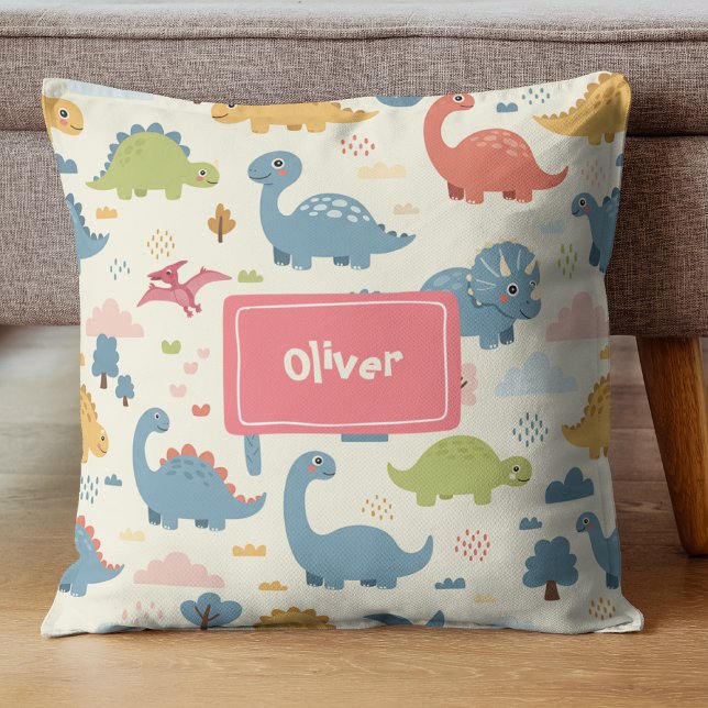 Almofada Padrão de Dinossauro Divertido Personalizado (Criador carregado)