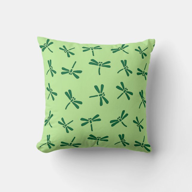 Almofada Padrão de Dragonfly Japonês, Light Jade Green (Frente)