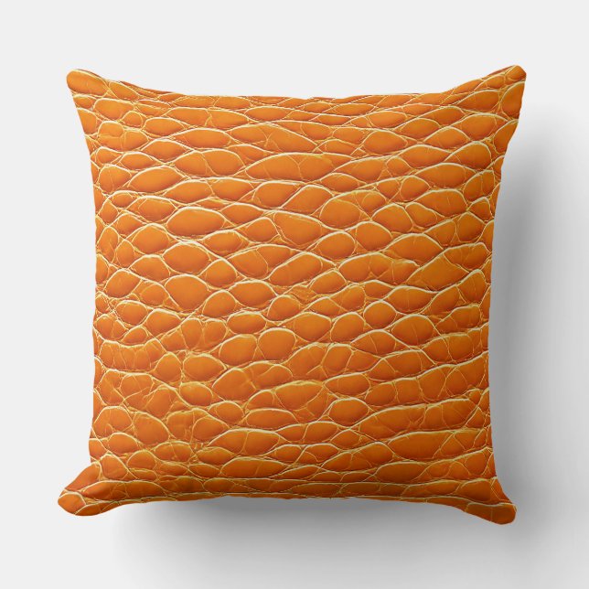 Almofada Padrão de efeito de couro laranja (Frente)