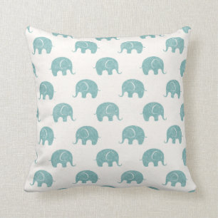 Almofada Padrão de Elefante Cortante Teal