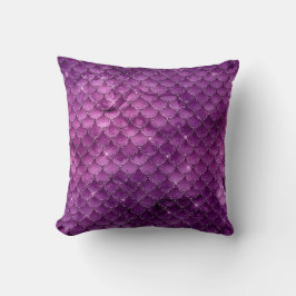 Almofada Padrão de Escamas de Sereia Glam com Ombre Roxo