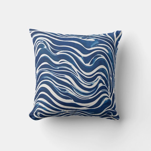 Almofada Padrão de espiral branco azul 06 (Frente)
