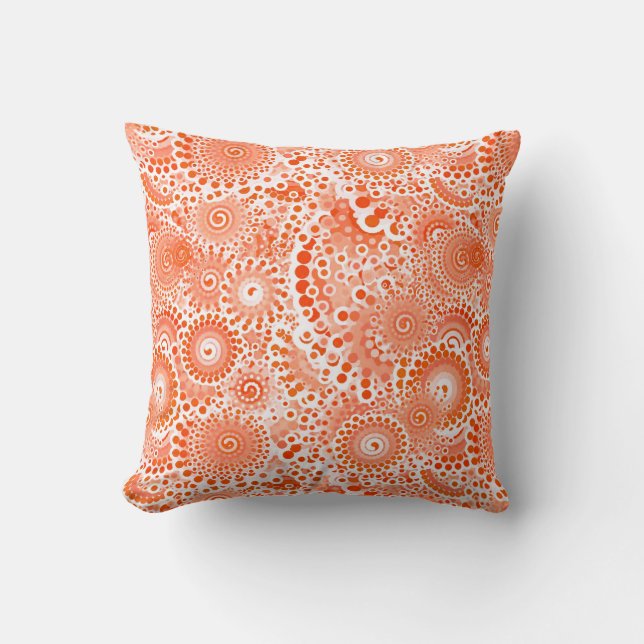 Almofada Padrão de espiral frontal, laranja coral (Frente)
