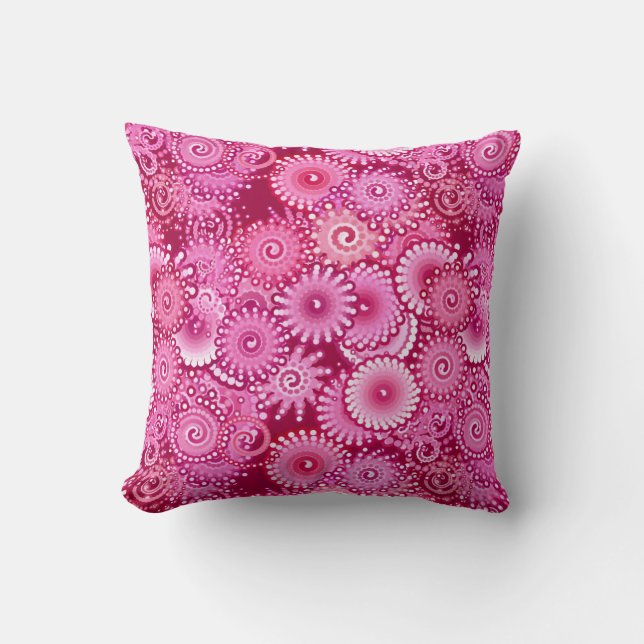 Almofada Padrão de espiral frontal, magenta, rosa e borgonh (Frente)