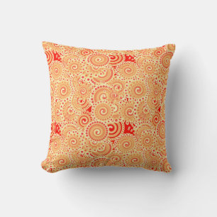 Almofada Padrão de espiral frontal, tons de laranja coral
