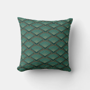 Almofada Padrão de estilo Art Deco em cor verde real