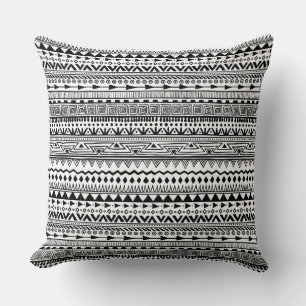 Almofada Padrão de estilo Aztec padrão preto branco