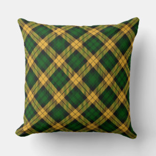 Almofada Padrão de Estilo de Xadrez Amarelo Verde de Tartan