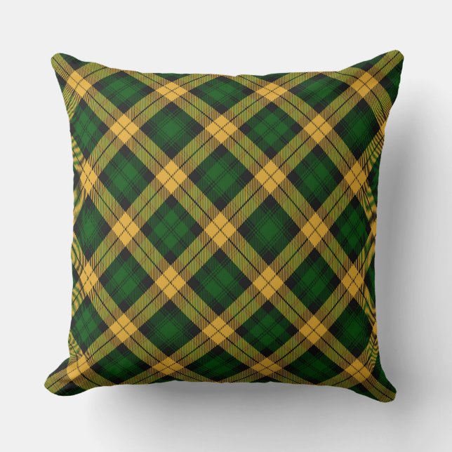 Almofada Padrão de Estilo de Xadrez Amarelo Verde de Tartan (Frente)