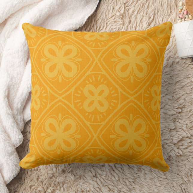 Almofada padrão de estilo retrô laranja (Cobertor)