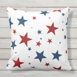 Almofada Padrão de Estrela Azul Vermelha Patriótica