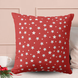 Almofada Padrão de Estrela Branca no Vermelho