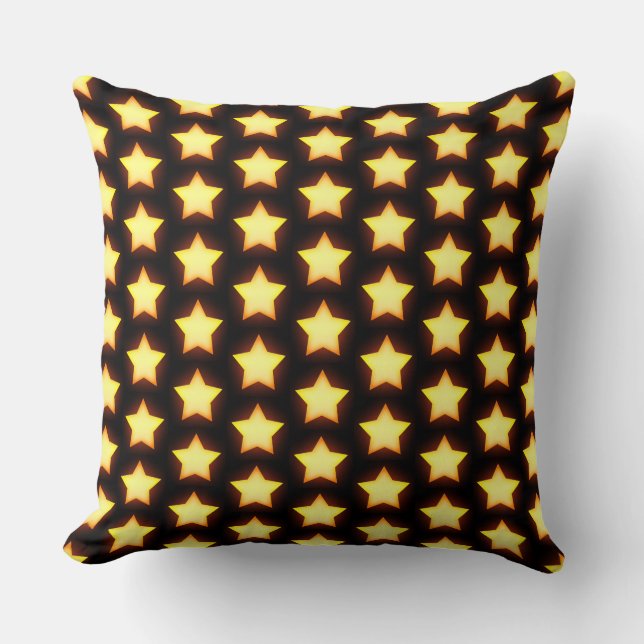 Almofada Padrão de Estrela Dourada Brilhante (Frente)