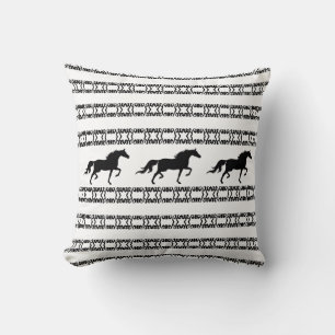 Almofada Padrão de estrela elegante & cavalos em preto e br