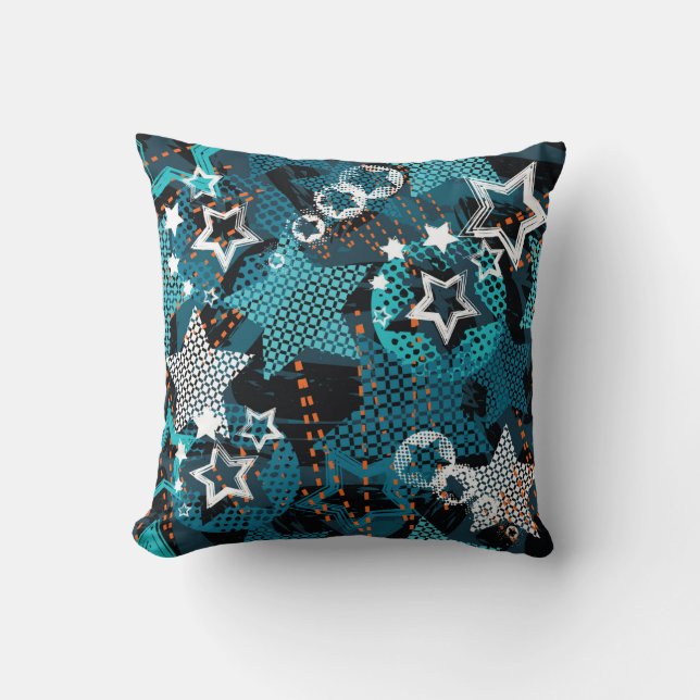 Almofada Padrão de estrela Grunge, design infantis brincalh (Frente)