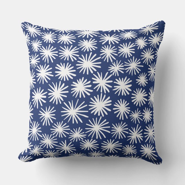 Almofada Padrão de estrelas - branco no azul #1D336D (Frente)