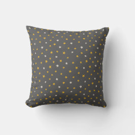 Almofada Padrão de estrelas cinza elegante amarelo branco 
