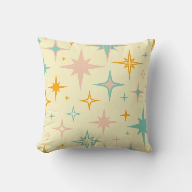 Almofada Padrão de estrelas coloridas retrô (Frente)