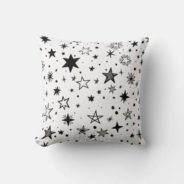 Almofada Padrão de estrelas sobre um fundo branco (Frente)