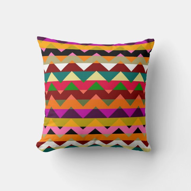 Almofada Padrão de Faixa Zigzag Chevron Multicolor 11 (Frente)
