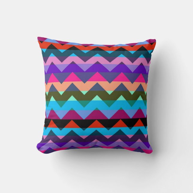 Almofada Padrão de Faixa Zigzag Chevron Multicolor 2 (Frente)