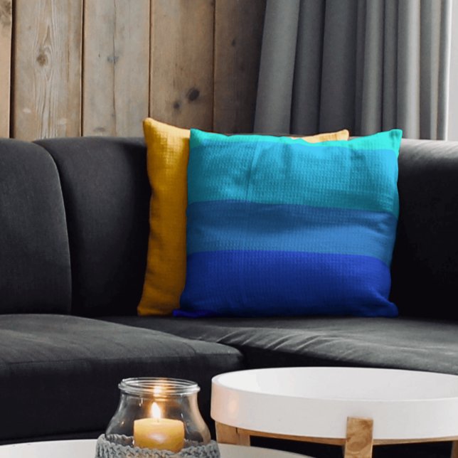 Almofada Padrão de faixas azuis monocromáticas de na moda (Criador carregado)