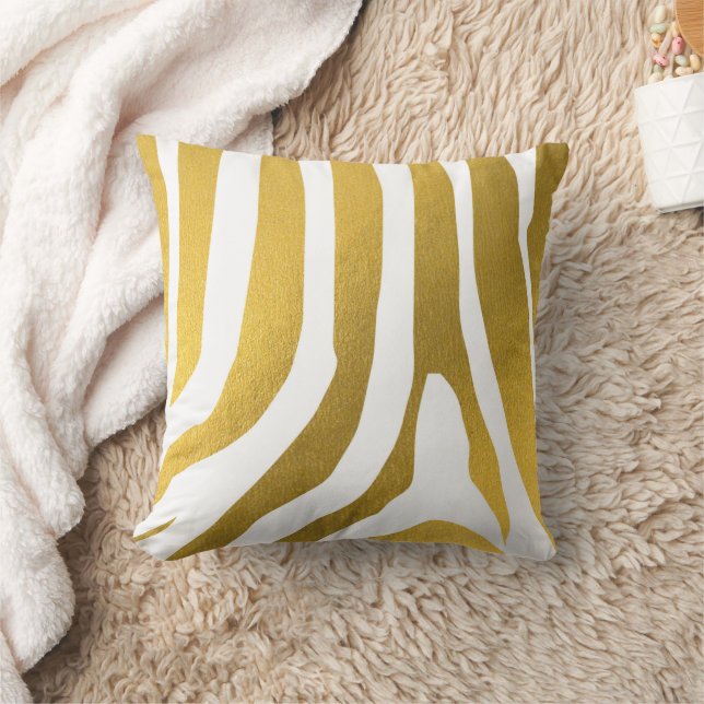 Almofada Padrão de faixas de impressão de zebra Dourada Fau (Cobertor)