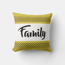 Almofada Padrão de Família Elegante em Amarelo Dourado