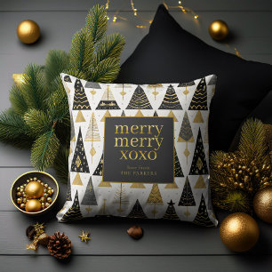 Almofada Padrão de Feliz de Natal Dourado preto nº 25 ID100
