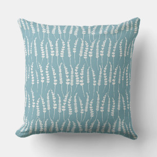 Almofada Padrão de Fern Azul Teal para Algodão