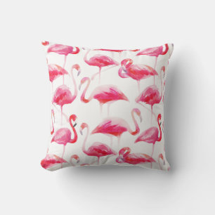 Almofada Padrão de Flamingo Rosa Brilhante de Cores Aquát
