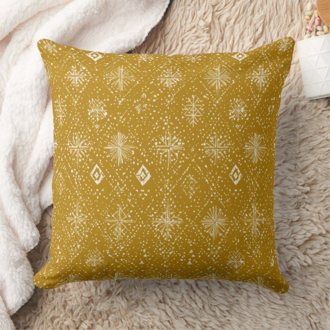 Almofada Padrão de Floco de Neve de Natal de Outono Dourado (Cobertor)