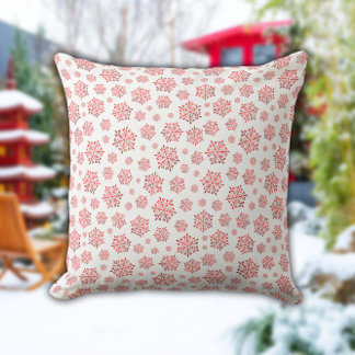 Almofada Padrão de Floco de Neve Vermelho