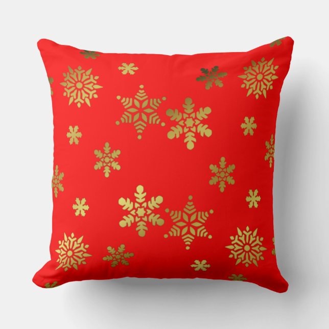 Almofada Padrão de Flocos de Neve Elegantes Natal Magnífico (Frente)