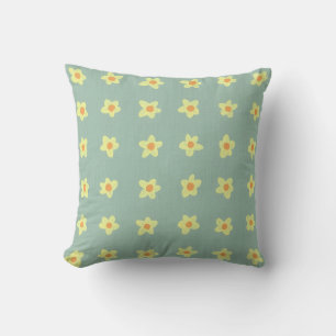 Almofada Padrão de Flor Amarelo Jasmine Travesseiro Verde C
