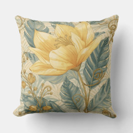 Almofada Padrão de Flor de Limão Amarelo Luxuoso e Bonito