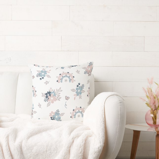 Almofada Padrão De Flor E Boho Sem Costura (Sofá)