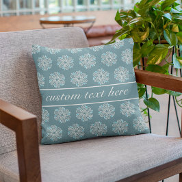 Almofada Padrão de Flor em azul e branco