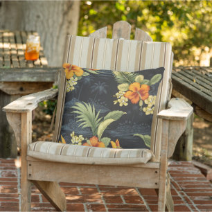 Almofada Padrão de Flor Laranja Hibiscus Elegante Havaiano
