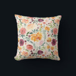 Almofada Padrão de Flores de Outono em Aquarela Vintage<br><div class="desc">Adicione um acento floral ao seu espaço com esta linda almofada. Ela apresenta um padrão floral em aquarela de rosas e dálias em tons de outono. Esta almofada floral de outono é perfeita para o outono. Itens combinando estão disponíveis.</div>