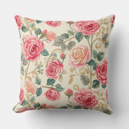 Almofada Padrão de Flores de Rosa Rosa, Bonito, Elegante