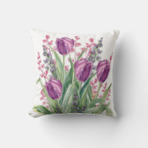 Padrão de Flores de Tulipa Elegantes, Listras Roxa