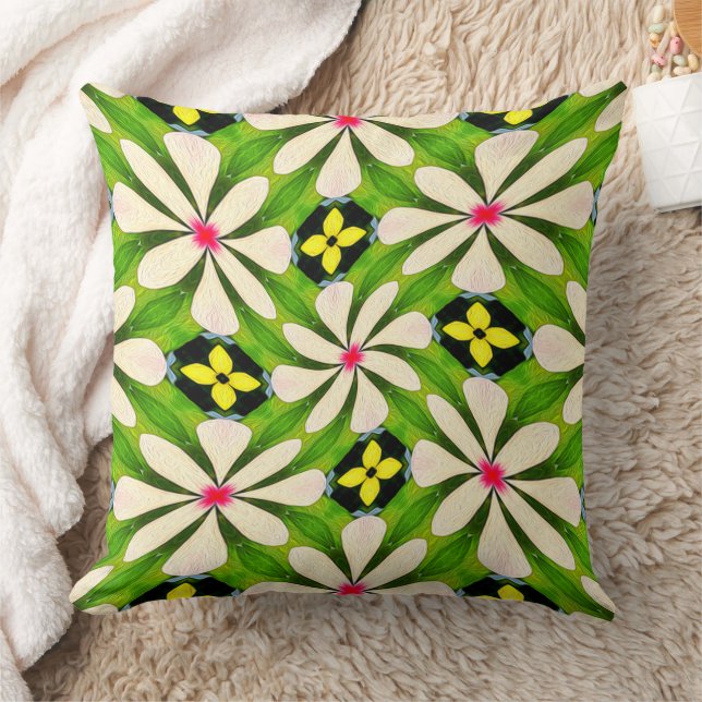 Almofada Padrão de Flores Estéticas (Cobertor)