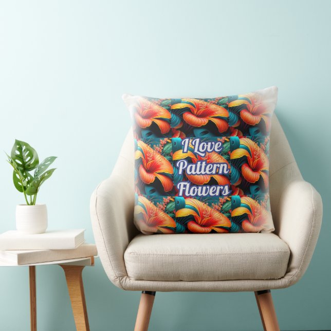 Almofada Padrão de Flores Rosa Salmão (Cadeira)
