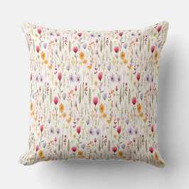 Almofada Padrão de Flores Silvestres Botânicas