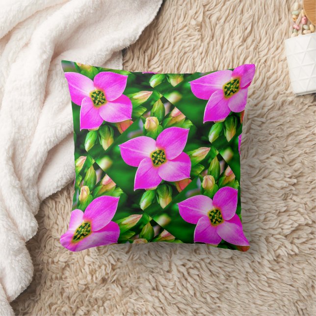 Almofada Padrão de Flores Tropicais Rosa (Cobertor)