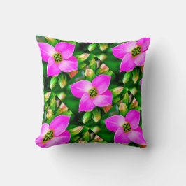 Almofada Padrão de Flores Tropicais Rosa