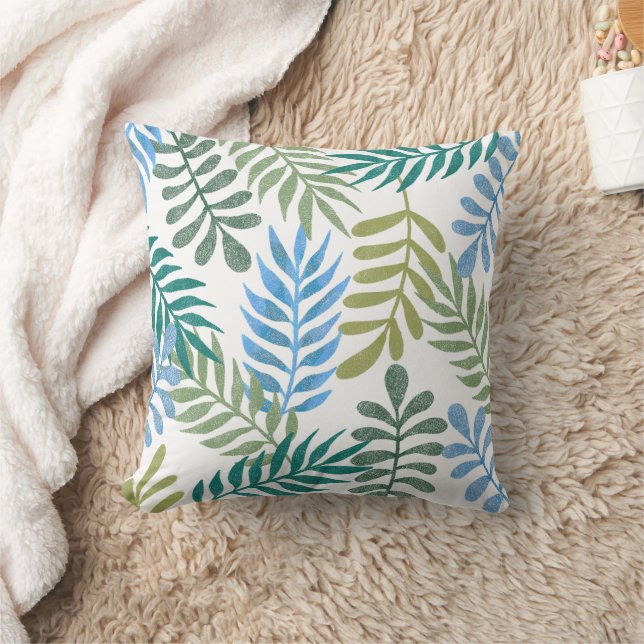 Almofada Padrão de Folha com Brilho Tropical (Cobertor)