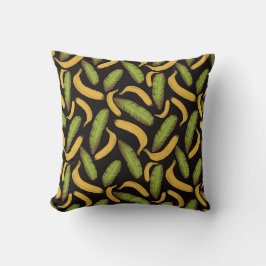 Almofada Padrão de Folha de Banana Preta Tropical